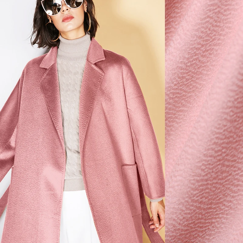 

150CM Wide 610G/M Weight Water Wave Thick Blue Pink Silk Cashmere Wool Autumn and Winter Overcoat Outwear Fabric J021