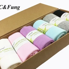 C& Fung, женские носки, 6 пар в наборе, бамбуковые носки, chaussette femme, яркие цвета, meias feminino, Подарочная коробка, высокое качество