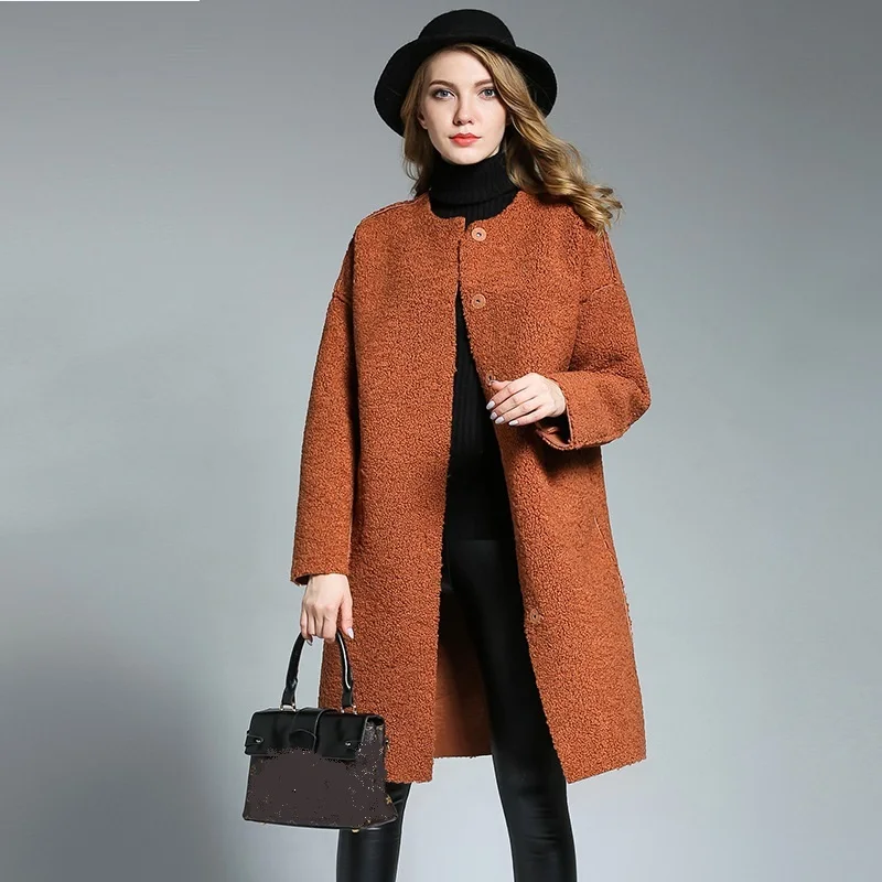New 2017 Winter plus size fashion ladies cashmere long coat warm thick