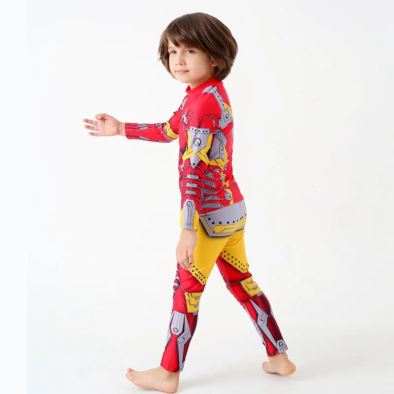 طفل الفتيان واحد قطعة ملابس السباحة الاطفال المضادة للأشعة فوق البنفسجية تصفح السباحة Rashguard الأطفال الحديد رجل ملابس السباحة الطفل تصفح الس...