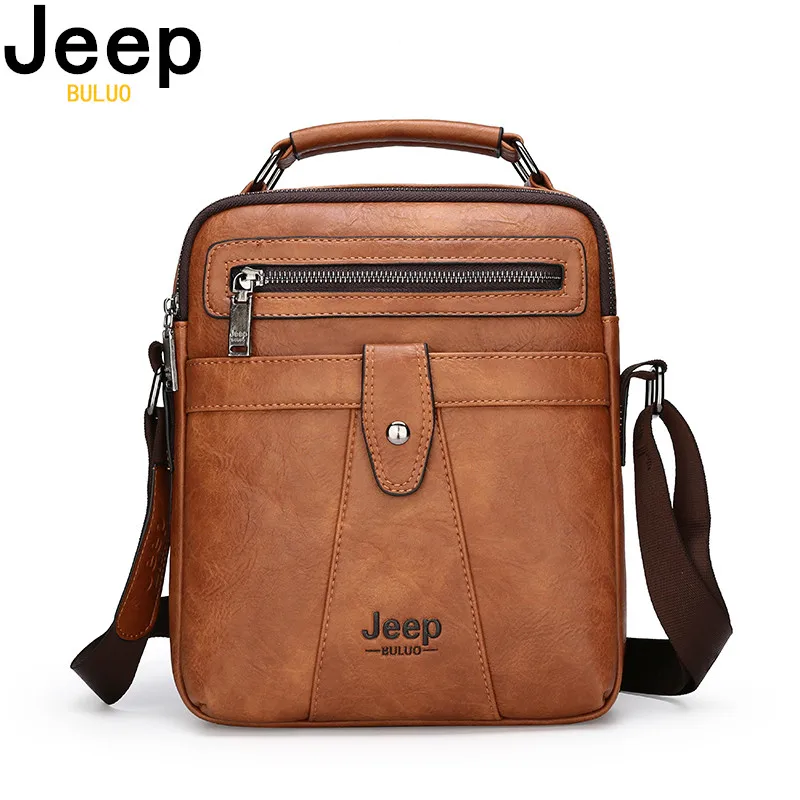 Мужская кожаная сумка для iPad 9.7&quot jeep buluo оранжевая классическая на плечевом ремне
