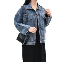 Ripped Hole Denim Bomber Jacket 2019 Spring Autumn Long Sleeve Loose Fashion Pocket Single Breasted Short Jackets Plus Size Ripped Hole Denim Bomber Jacket 2019 Spring Autumn Long Sleeve Loose Fashion Pocket Single Breasted Short Jackets Plus Size