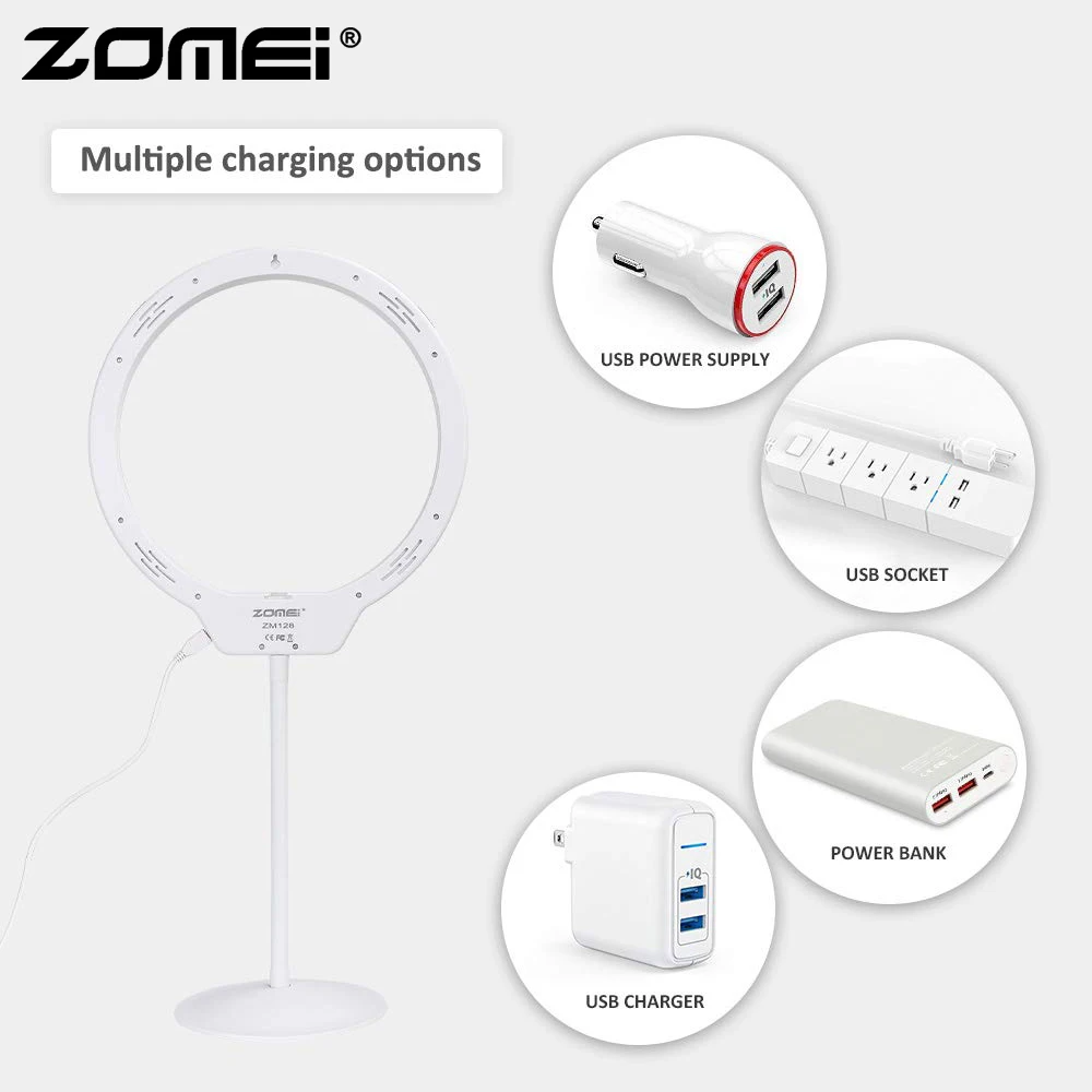 Zomei белый ZM128 10 5 &quotмини настольный Диммируемый кольцевой свет для макияжа