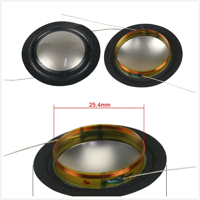 Núcleo de Bobina de Voz de Metal Diafragma + Lado de Seda Peças de Reparo Titânio Tweeter Altifalante 6-8ohm Pcs 25.4mm 25 10