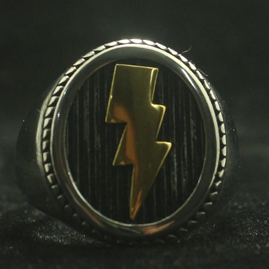 Mens Boys 316L Stainless Steel Cool Lightning Fashion Ring Newest 5