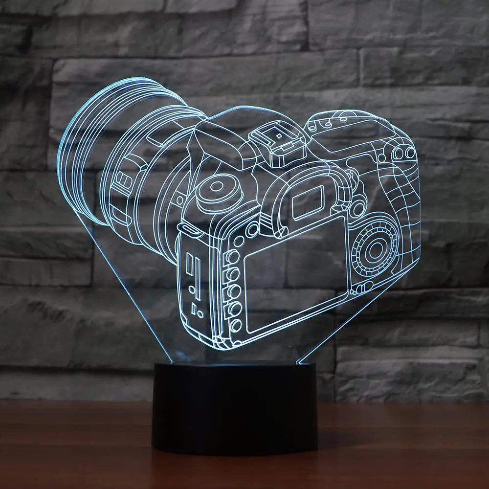 

7 Colors Changing Creative 3D Trendy Camera Modelling Desk Lamp Baby Sleep Lighting LED Room Decor Atmosphere Night Light Gifts