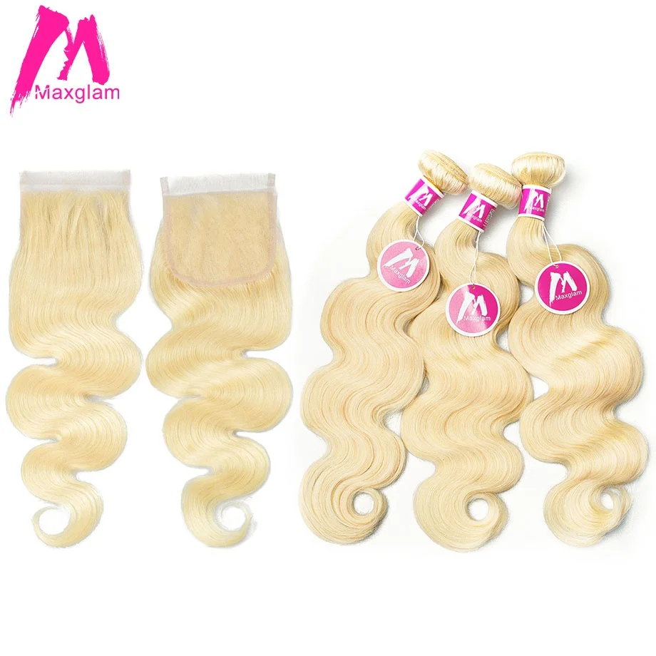 

Blonde 613 bundles with frontal closure 3 4 Human Hair Bundles With Frontal Closure Brazilian Body Wave Hair Bundles
