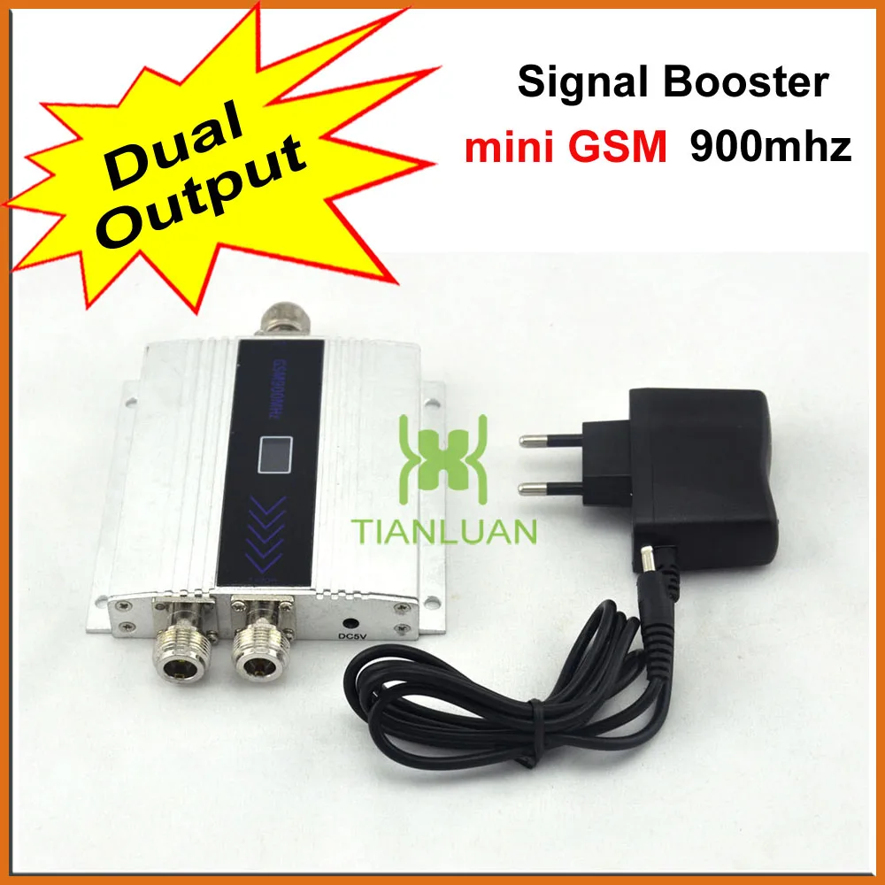 Dual Output Mini GSM 900Mhz Mobile Phone Signal Booster  GSM 2G Signal Repeater  Cell Phone Signal Amplifier with Power Supply