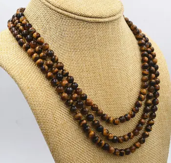 

Hot sale new Style >>>>Beautiful 3 rows 6mm tiger's eye gem stone bead jewelry necklace 18-20 "AAA