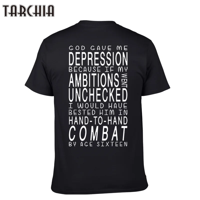 

TARCHIA 2019 brand tshirt cod cave me depression Casual Print T-shirt Men Short Sleeve boy male cotton New T shirt Homme soft