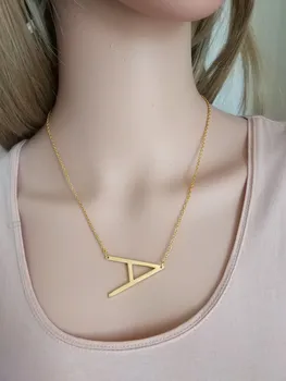

2017 new Alfabet Initial Pendants big Letter Necklaces Stainless Steel Choker Necklace Women Jewelry Kolye Collier femme