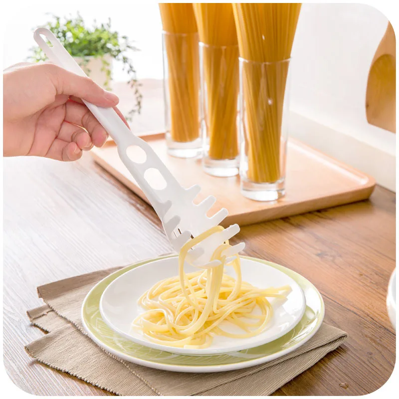 White Multi function Drain Pasta Fork Noodles Strainer Egg Yolk