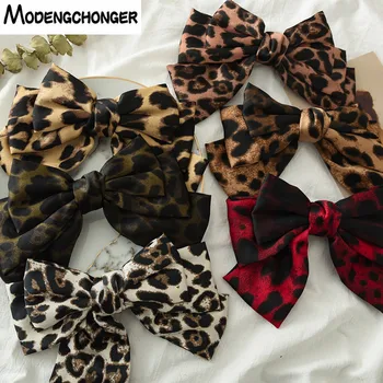 New Arrival Barrette 3 layers Leopard Print Hairgrips Big Large Bow Hairpin For Girls Ladies Hair Clip Fashion Hair Accessories 1