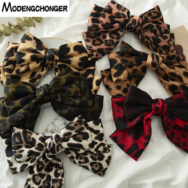 New Arrival Barrette 3 layers Leopard Print Hairgrips Big Large Bow Hairpin For Girls Ladies Hair Clip Fashion Hair Accessories 1