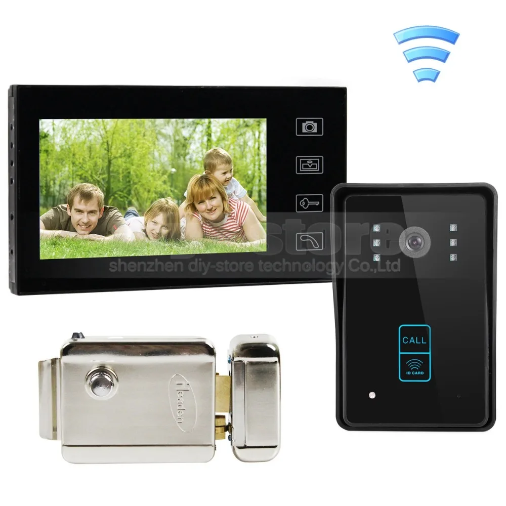 

DIYSECUR Wireless 7 Inch Video Door Phone Intercom Home Security Touch RFID Camera + Electric Lock Security Entry Intercom