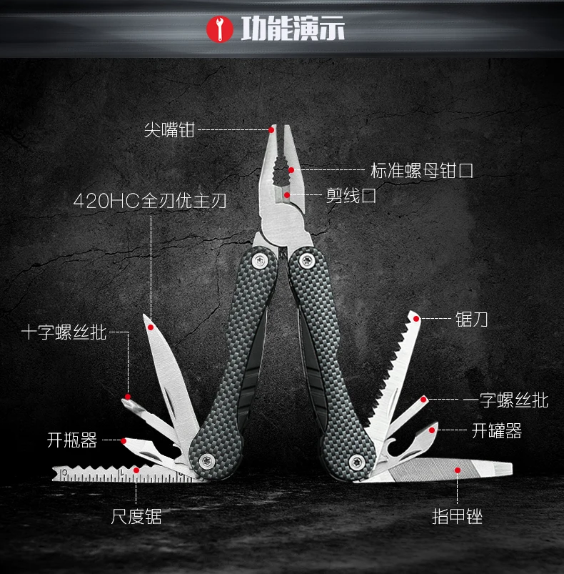 Stainless Steel Pocket Multi-Tools Mini Plier with Knife Bottle Opener Ruler Saw Nail File for Camping Survival | Инструменты