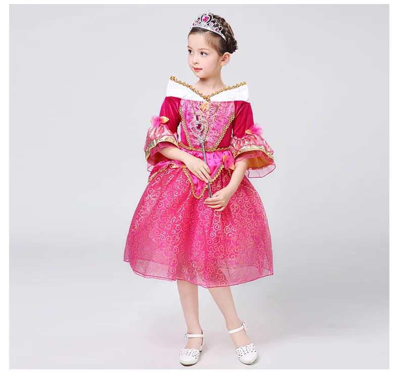 Нарядное платье принцессы Спящей красавицы для девочек, Карнавальный Костюм Золушки, Эльзы, Софии, вечерние Детские платья Авроры на день рождения