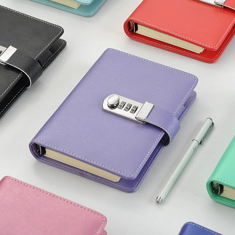 Tanie Nowy skórzany notes z kodem blokady osobisty pamiętnik biznes gruby notatnik spirala dostosowane biuro szkolne prezent