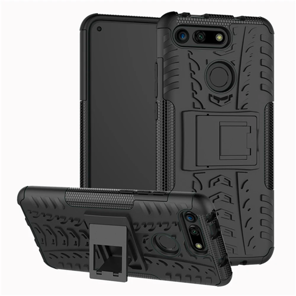 

For Huawei Honor V20 8A 8C 8X Max 10 Lite Nova 4e 3i Case Hard Plastic Soft Silicone Hybrid Armor Stand PC + TPU Phone Cover