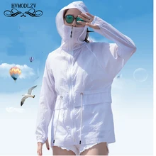 Женская Солнцезащитная куртка Летняя Пляжная Солнцезащитная куртка с защитой от ультрафиолета с длинными рукавами высококачественный светильник тонкая Солнцезащитная одежда LJ013