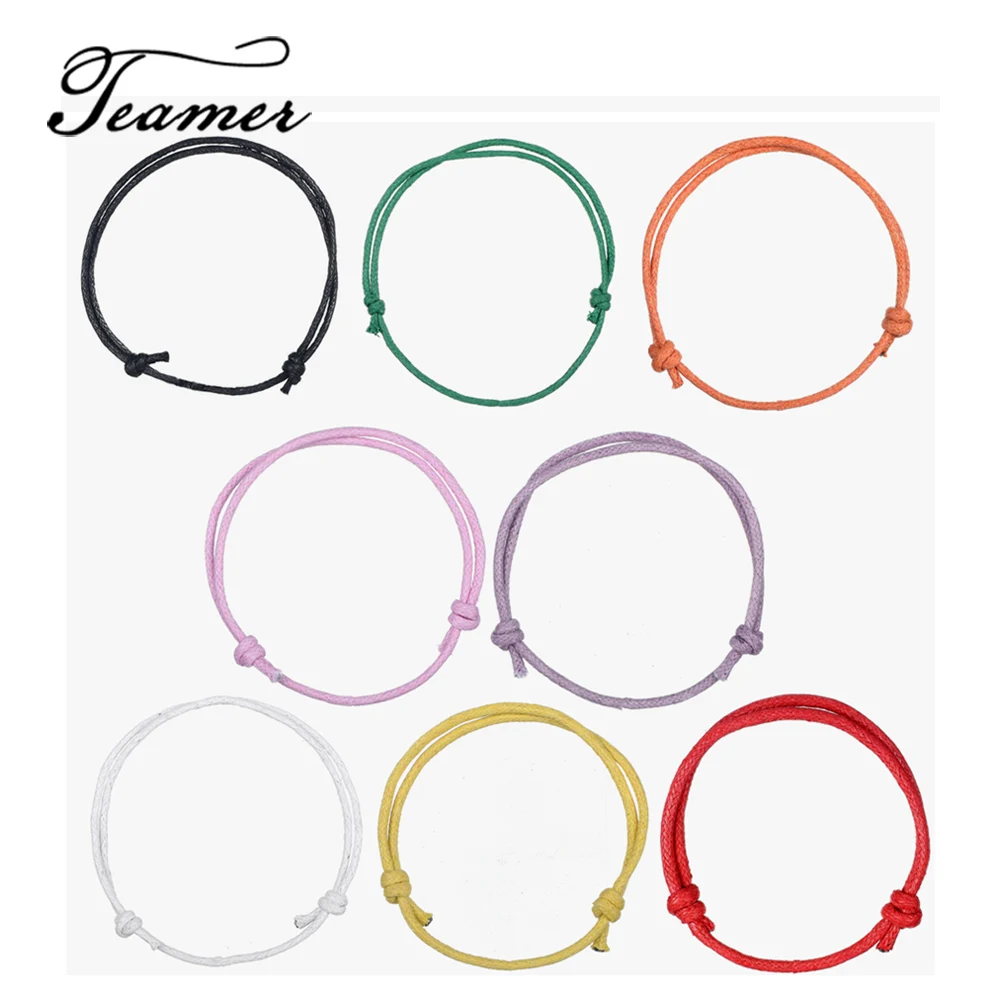 

Teamer 20pcs/lot New Handmade Korean Wax Cord Friendly Bracelet Simple Bracelet 8 colors of Adjustable Original Jewelry Finding