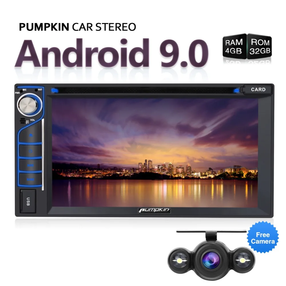 Cheap Pumpkin 2 Din 6.2"Universal Android 9.0 GPS Car Radio RAM 4G ROM 32G Stereo Audio Player GPS Navigation Wifi OBD2 DAB FM RDS 0