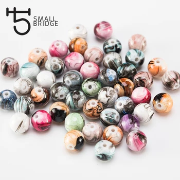 

Multicolor Pattern Plastic Acrylic Beads Women Diy Material For Jewelry Making Loose Smooth Round Spacer Beads Wholesale Q301