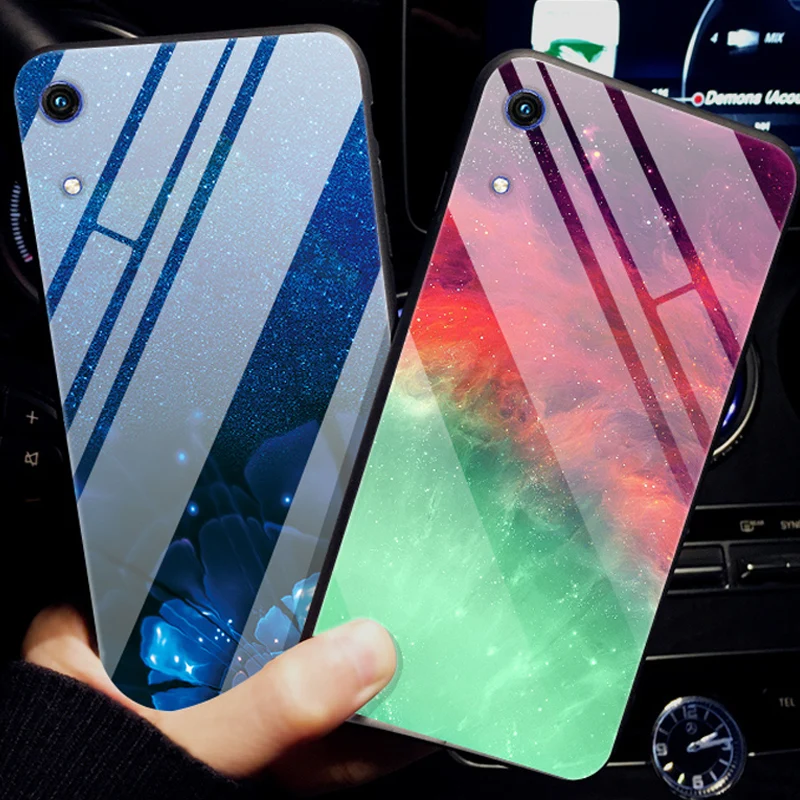 

B Tempered Glass Phone Case For Huawei Honor 8A Cover Honor 8A Pro 8 A Funda Soft Bumper Hard Back Cases for Huawei Honor 8A