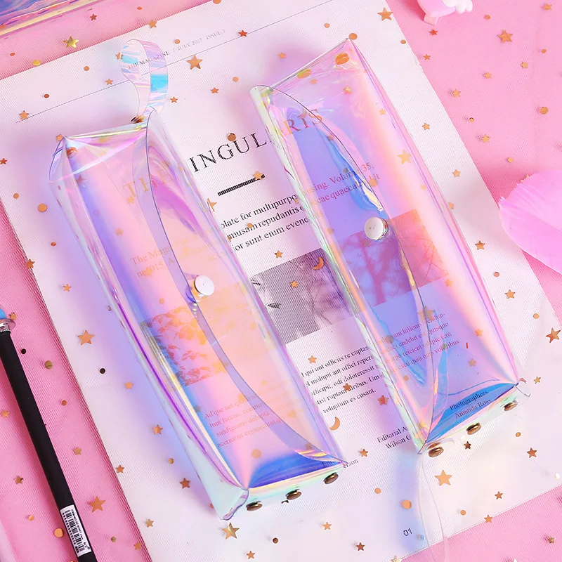 

Iridescent Laser Pencil Case Quality Pencil Bag School Supplies Bts students Stationery cases Pencilcase School Cute Pencil Box