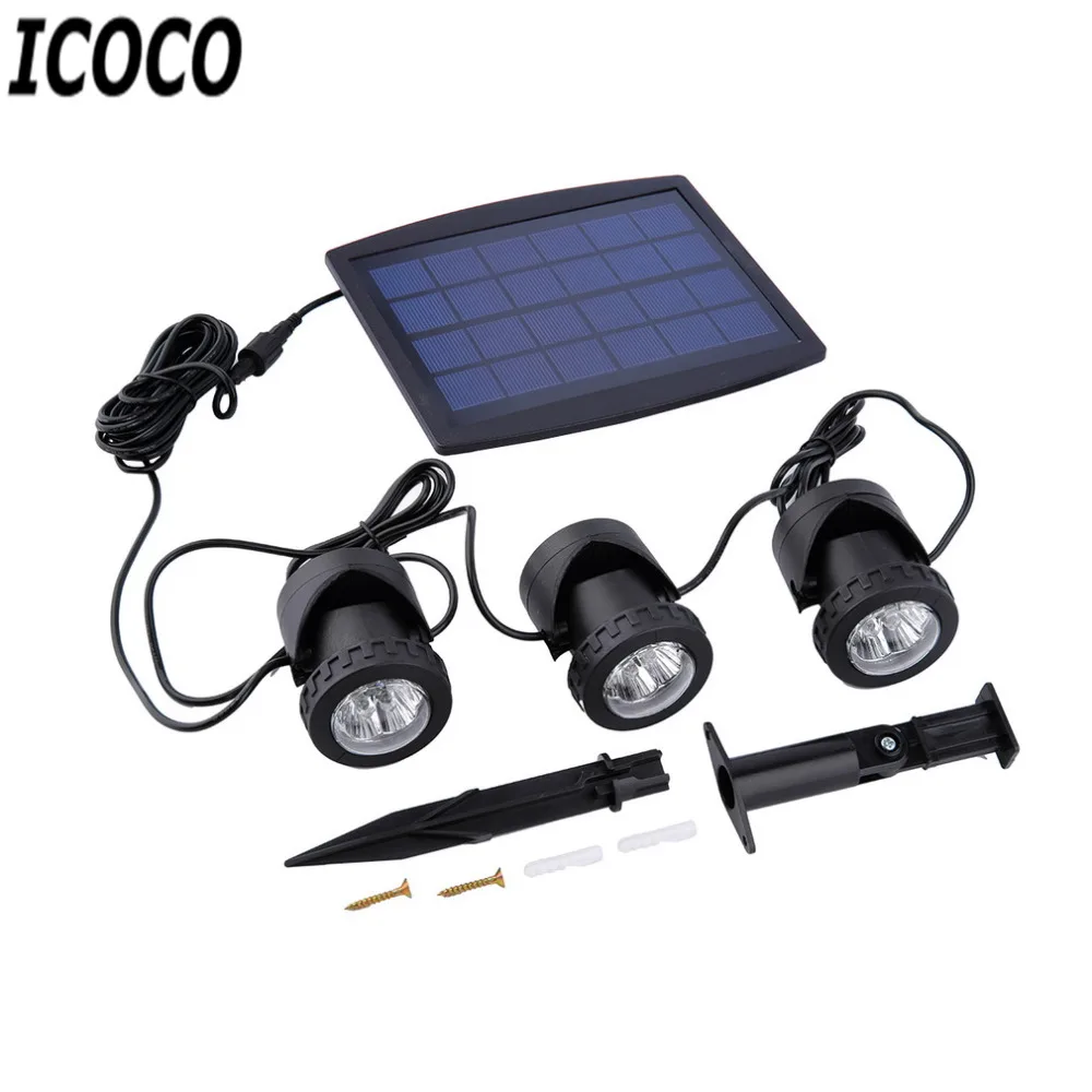 NEW 1PC solar panel with Solar Powered 3 Bulbs Submarine Spotlight 18LEDS RGB/cool white Garden Pool Pond Lamp Underwater Lights