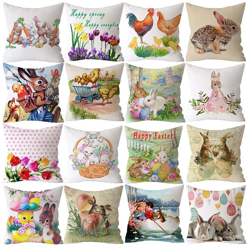 

Dropshipping Easter Rabbit Print Pillow Case Polyester