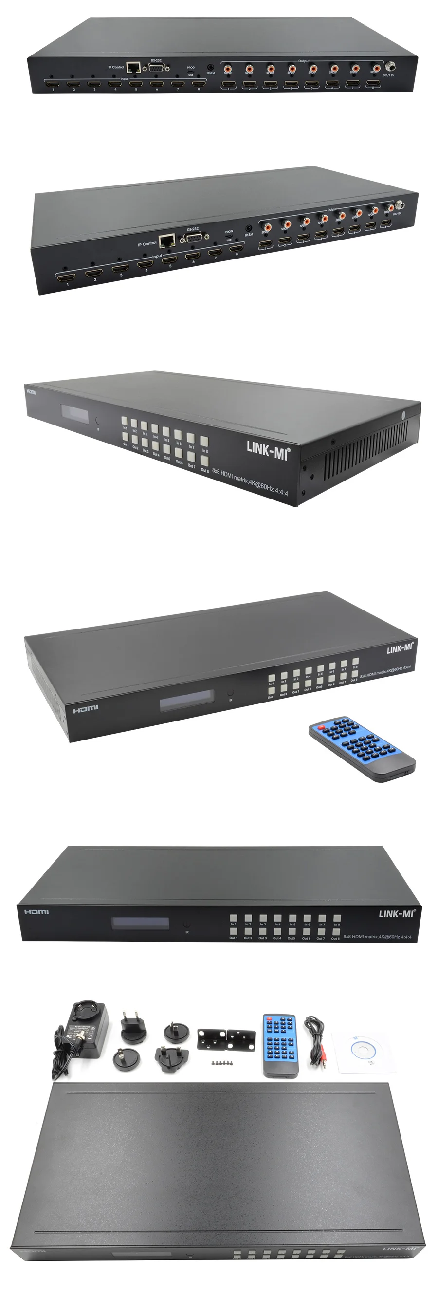 LINK-MI MX11B 8x8 HDMI2.0 матрица Поддержка 4K@ 60 Гц 18 Гбит/с, HDR