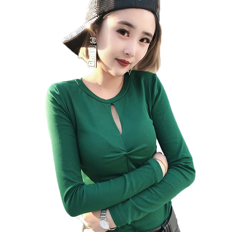 Camiseta Feminina 2018 otoño moda algodón Camiseta mujer manga larga Camisetas Sexy ahueca hacia fuera Camiseta mujer camisa Camiseta Feminina 2018 otoño moda algodón Camiseta mujer manga larga Camisetas Sexy ahueca hacia fuera Camiseta mujer camisa