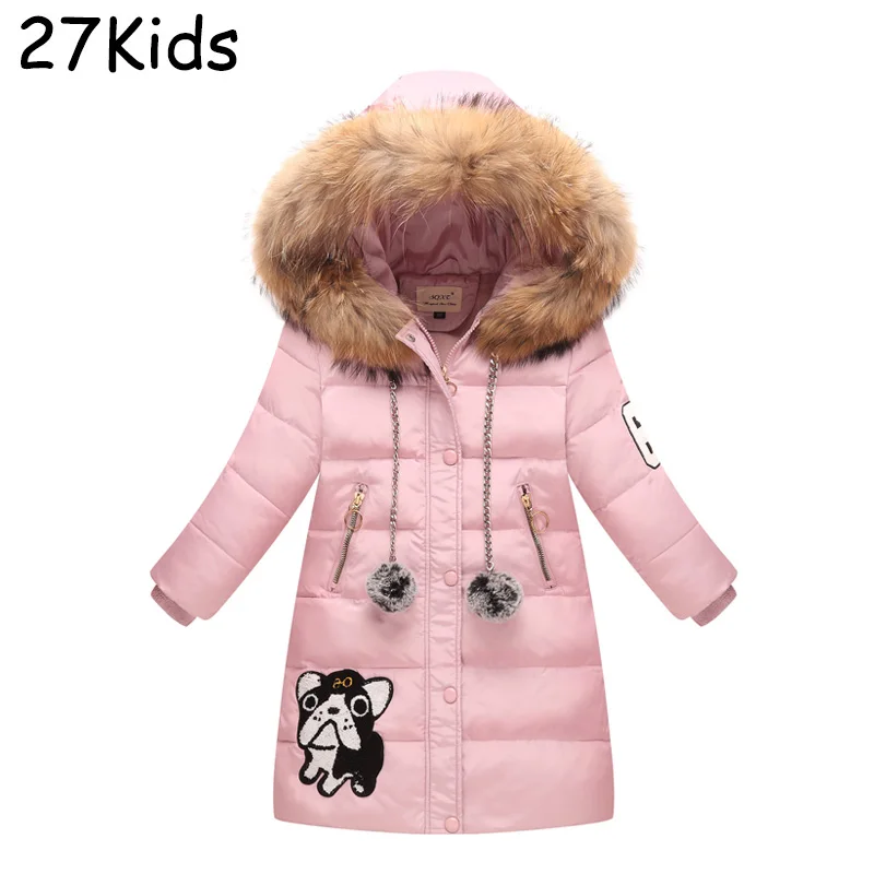 Teenagers Coat Jacket Warm Girls Outerwear Parka Jacket With Real Raccoon Fur Winter Thick Coat Girls 2017 New Winter Collection (6)
