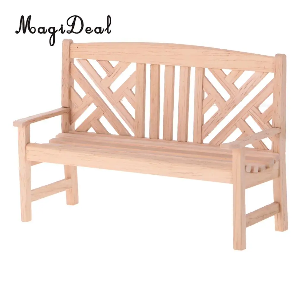 1/12 Dollhouse Miniature Unpainted Furniture Garden Park Decor Bench Chair End Table Stool Rail Fence Barrier DIY Accessories