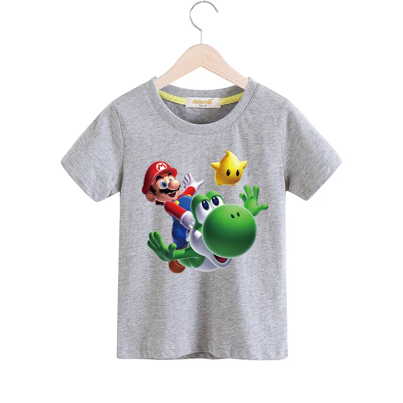 2018 Boy Girls 100%Cotton Short Sleeves T Shirt Children Cartoon 3D Mario Print Tee Tops Clothes For Kids T-shirt Costume TX032 funny print raglan sleeves t shirt