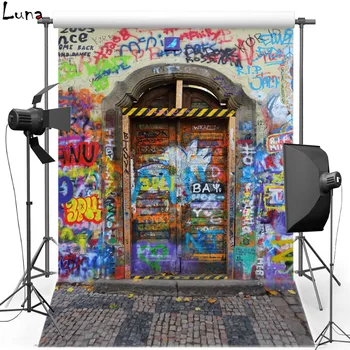 

MEHOFOTO New Fabric Polyester Photography Background For Children Graffiti Door Vinyl Background For Wedding Photo Studio 2228