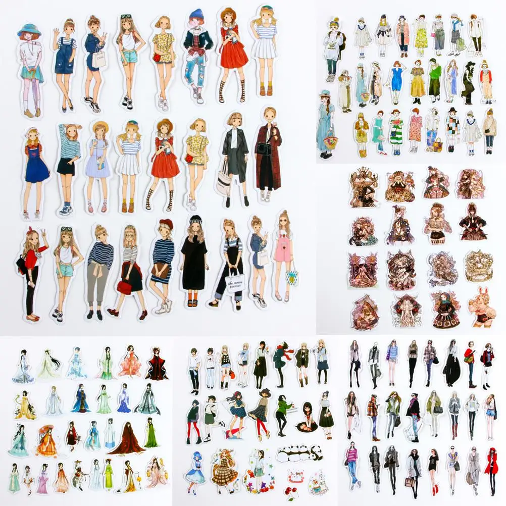 

fashion girl Hand account sticker Self-made hand account diary album notebook paper stickers small fresh lovely girl