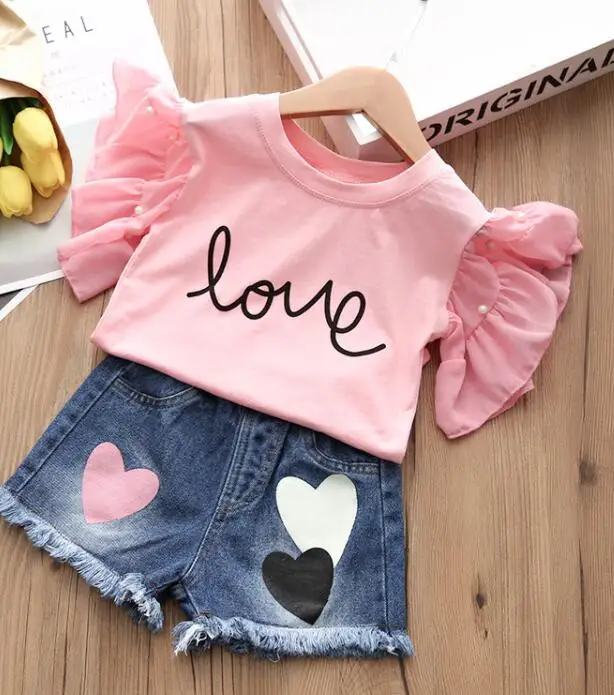 clothes set color	 BOTEZAI Girls Clothes Summer Style 2022 New Active Children Infant Casual Set Tops Denim Shorts Kids Sport Suits For Baby dad and baby clothing sets	 Clothing Sets