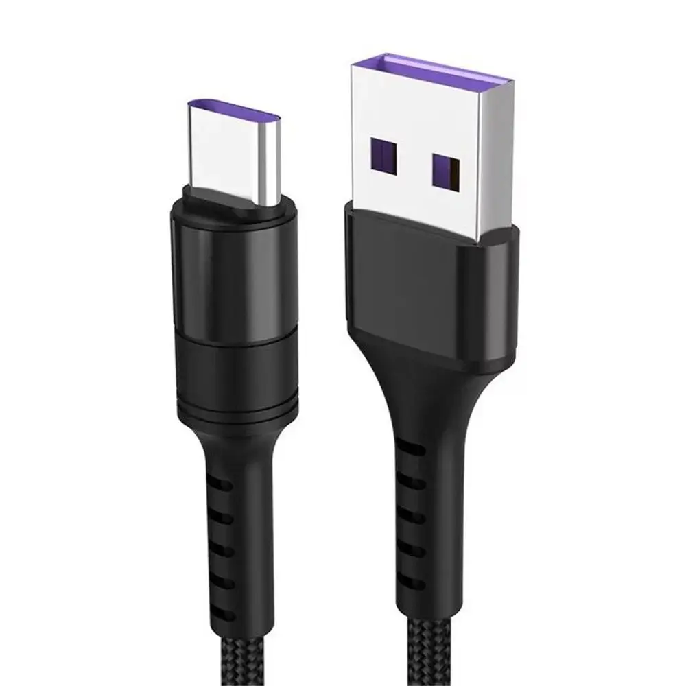 Feniores 5A супер быстрая зарядка 3,0 usb type C зарядный нейлоновый кабель передачи данных кабели для huawei для samsung для Xiaomi - Цвет: Черный