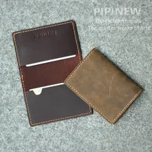 Ручной работы натуральная Кожа Визитница мужская Crazy Horse кожаная сумка ретро карты пакет Тонкий Женская кожаная сумка