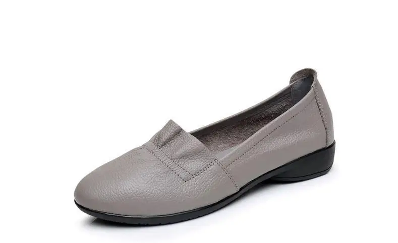 Обувь из натуральной кожи на плоской подошве; женская обувь; повседневная женская обувь - Цвет: Серый
