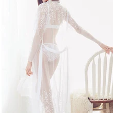 Высококачественное модное женское сексуальное кружевное платье, дышащее кружевное платье с длинным рукавом, банные халаты, пижамы, одежда для сна