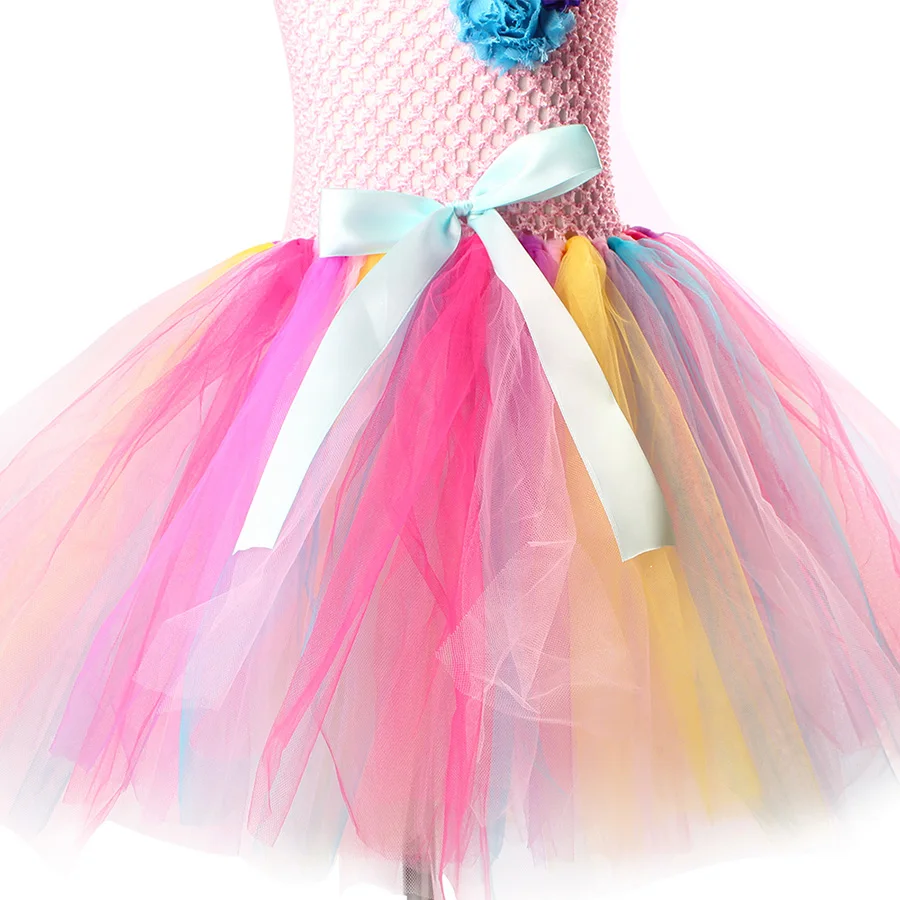 Girls Unicorn Halloween Tutu Dress with Head Hoop Kids Flowers fancy Dress (26)