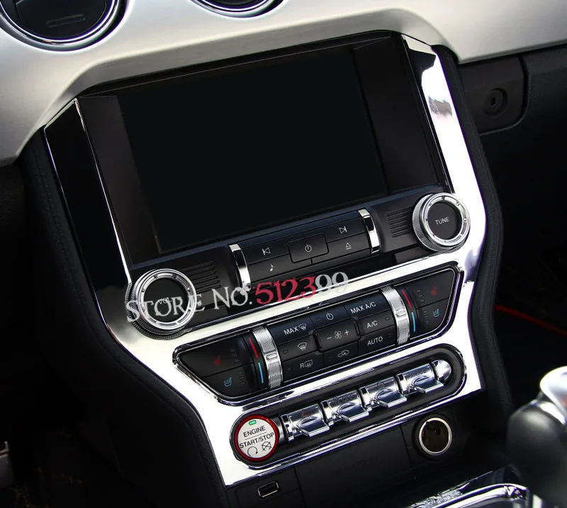 

ABS Interior Middle GPS Dashboard Console Panel Frame Cover Trim Car-styling For Ford Mustang 2015 2016 2017