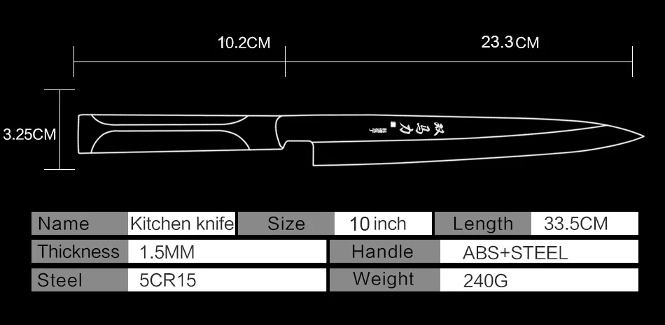 Japanese Sashimi Knife Shuangmali 11'' Stainless Steel Chef Salmon Knives ABS Handle Filleting Fish Slicing sushi Trend Japan Knives in 10 11 inch