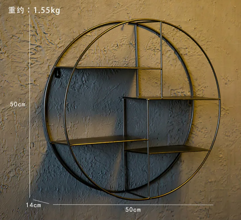 Настенная полка, украшение из кованого железа, настенная подвесная, в скандинавском стиле, для гостиной, спальни, украшение для дома, многофункциональная настенная полка - Цвет: B1--black