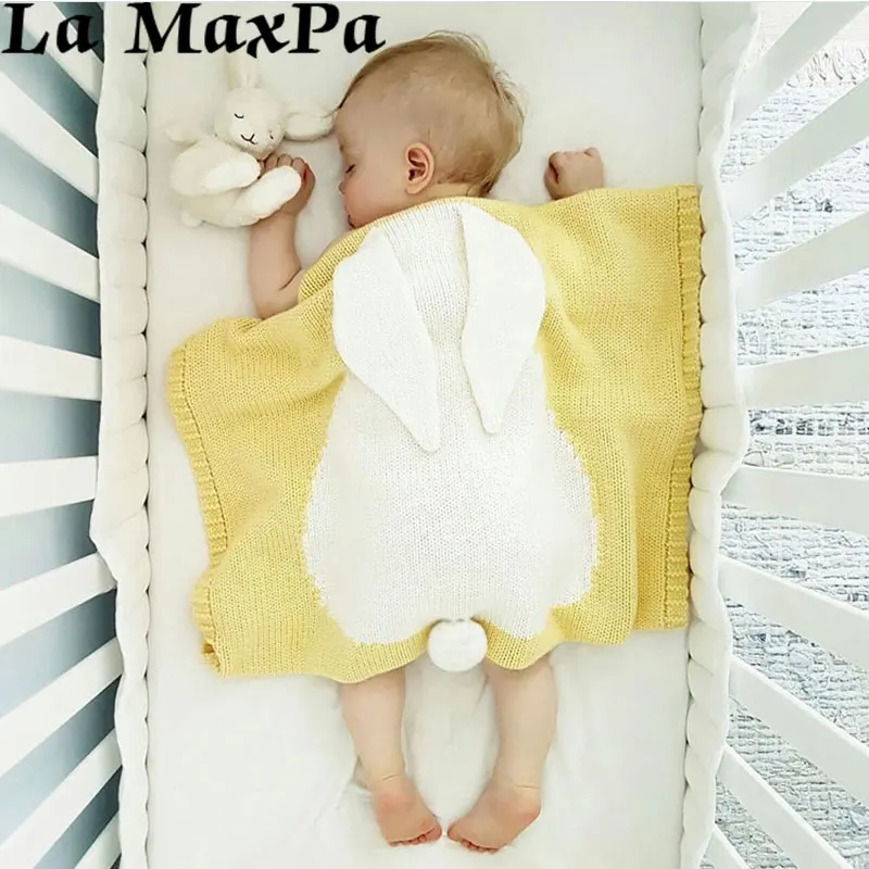 

Cute Cartoon Rabbit Baby Blanket Newborn Warm Knitted Swaddle Wrap Baby Blanket Sleeping Stroller Photo Baby Swaddle Blankets