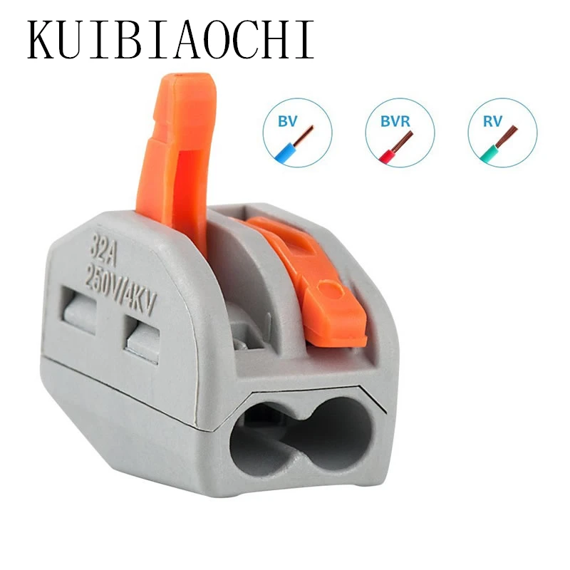 

10pcs/lot WAGO 222-412 (PCT212) Universal Connector Compact Wire Wiring 2 poles Conductor Terminal Block With Lever 0.08-2.5mm2