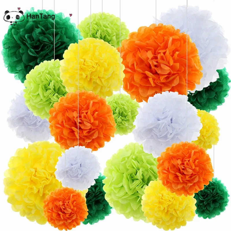 10pcs (20cm) pompon Tissue Paper Artificial Flowers Pom Poms Flower